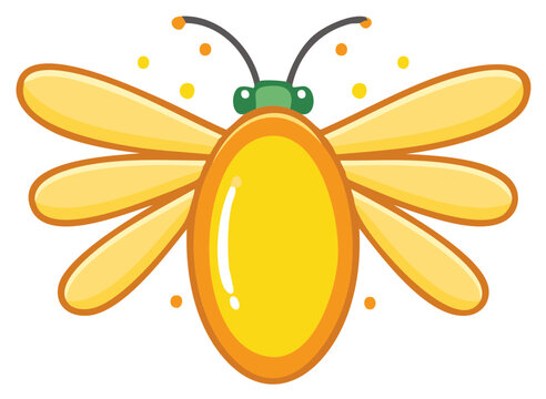 Adorable glowing cartoon firefly insect vector illustration with sparkling light