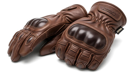 Brown Leather Motorcycle Gloves Protective Gear for Bikers