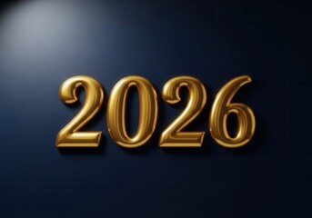 A golden number 2026 on a dark blue background