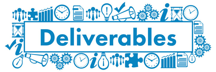 Deliverables Business Symbols Surrounded Box Blue 