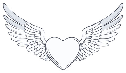 Obraz premium Romantic Heart with Wings Graphic Design for Love or Angelic Theme