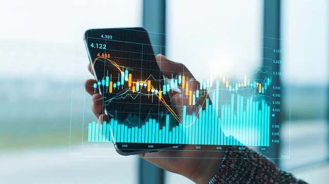 スマートフォンで株取引をするイメージ