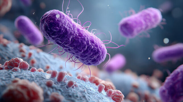 Purple bacterium microbiome gut inflammation immune health closeup medical
