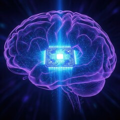 A computer chip in the shape of a human brain