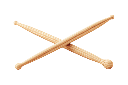 Two wooden drumsticks, crossed against a black background, suggesting rhythm and percussion