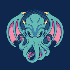 Monster octopus cartoon 