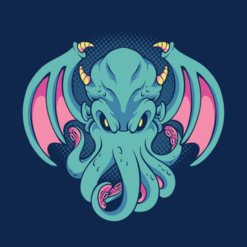 Monster octopus cartoon 