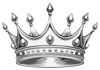 Intricate silver crown with pointed jewels and detailed band symbol of royalty and power