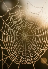 A spider web with water droplets on it