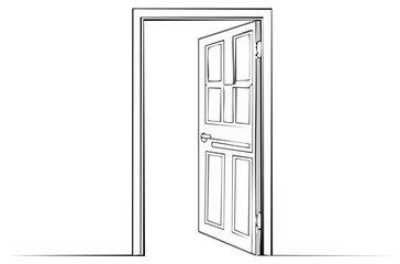 Open Door Outline, Doorway View, Entry Point, White Isolated, Freedom