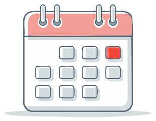 Illustrated calendar with red highlighted date, simple outline design, planning concept