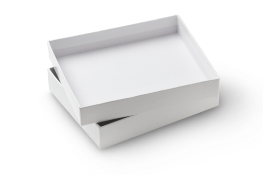 Empty white box with lid isolated on transparent background