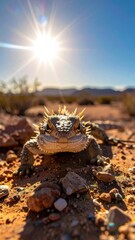 Desert Lizard Basking in Golden Sunlight