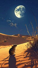 Desert Rodent Gazing at Night Sky