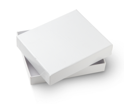 Empty white box with lid isolated on transparent background - Powered by Adobe