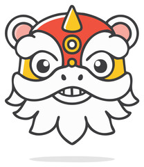 Fototapeta premium Chinese Lion Dance Head Illustration for Lunar New Year Celebration