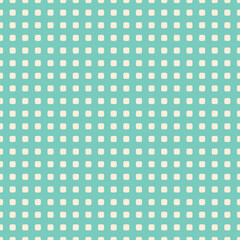 A seamless vector pattern featuring cream rounded squares on a mint teal background, perfect for web backgrounds, stationery, and graphic projects.