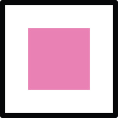 A Simple Pink Square Centered Inside a White Square Surrounded by a Black Border on a Transparent Background Abstract Geometric Graphic Design Element