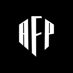 A bold white three-letter a black hexagonal monogram logo design