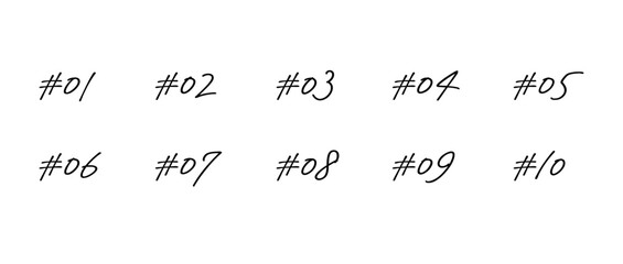 シンプルな手書きの数字セット　塗りなし