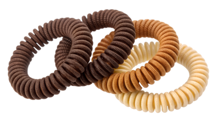 Coiled Brown and Blonde Hair Ties, Elastic Rubber Bands for Ponytails