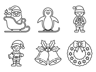 Collection of black and white christmas icons and decorations, Hand Drawn Black and White Christmas Illustrations Set with Various Elements and Styles