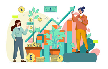 Vector illustration of business growth and financial investment concept. 