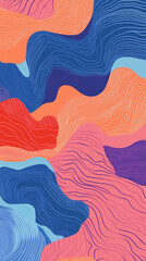 Dynamic abstract background with colorful wavy lines, waves or wave-like shapes