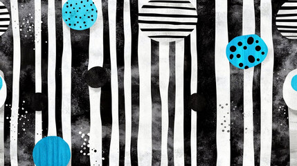 Stylish geometric black and blue background with lines and circles