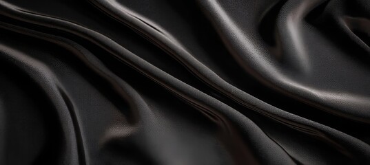 Elegant Black Silk Drape Texture Background with Smoothness for Fashion and Interior Design Elements