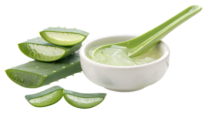 Fresh Aloe Vera Gel in Spoon and Slices for Skincare and Natural Remedy