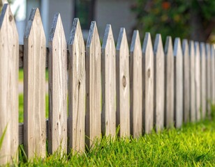 Wooden picket fence in a yard