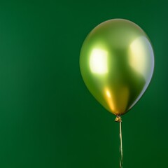 Vibrant green and gold balloon floating against a rich emerald backdrop, perfect for celebrations, events, and festive designs