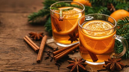 Festive Tower of Red Drinks with Orange and Cinnamon