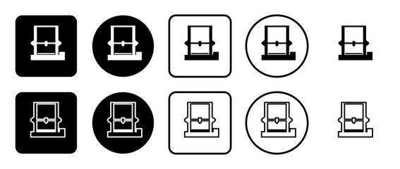 Icon set of 3D printer symbol. Filled, outline, black and white icons set, flat style.  Illustration on transparent background
