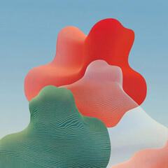 A mountain made from different abstract shapes superimposed on each other
