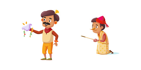 Indian village man cartoon character. moral stories for the best cartoon character
