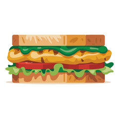 A classic chicken sandwich with lettuce and tomato vector illustration A delicious fast food meal for a takeaway lunch menu

