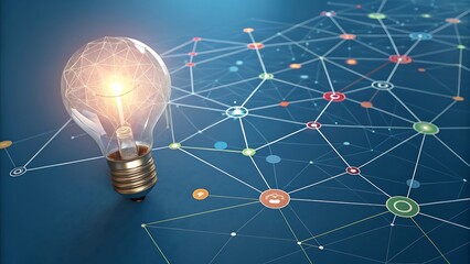 Glowing Light Bulb with Connected Network Illustration Concept for Innovation and Technology Solutions