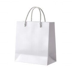 White shopping bag with twisted handle for retail, fashion, purchase, and gift packaging element. design Transparent background