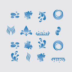 Fototapeta premium Water Splash and Droplet Elements – Blue Liquid Shapes and Fluid Motion Icons