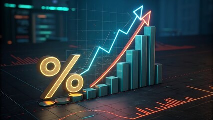 Positive Stock Market Growth Chart with Upward Trend and Percentage Symbol Representing Financial Success and Investment Opportunities