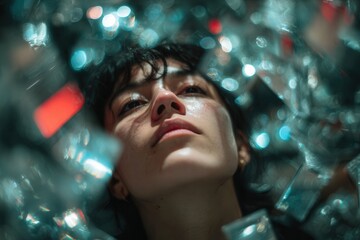 A surreal scene merging dreams and reality, expressing mental confusion and duality.