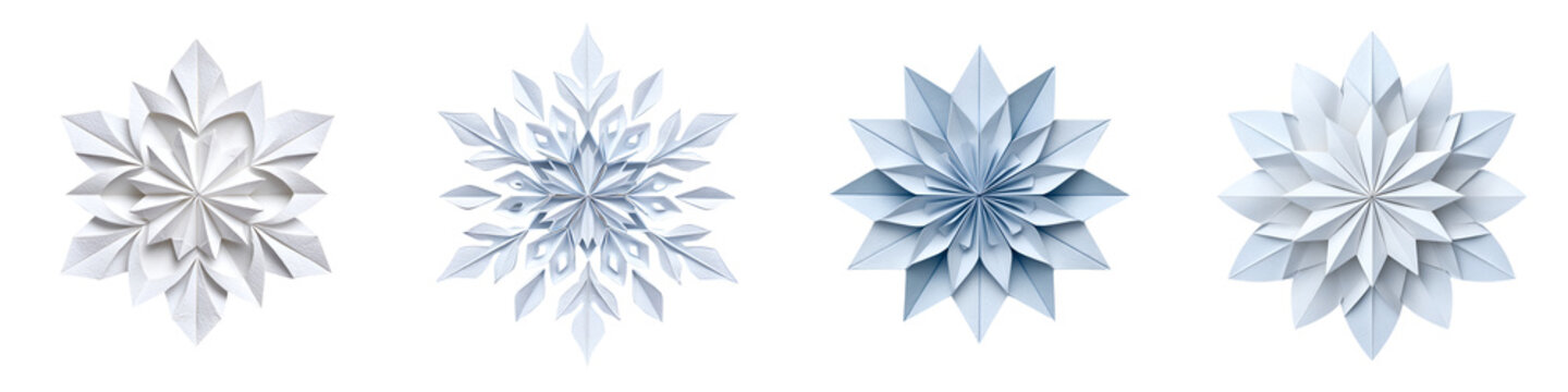 Geometric Paper Snowflake Collection on White