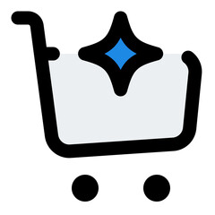 Shopping Cart Filled Line Icon Vector, Bold Outline AI Assistant and Chatbot Symbol for Technology and Automation Concept