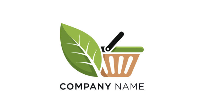 Eco-Friendly Shopping Basket with Leaf - A Symbol of Sustainable Choices.