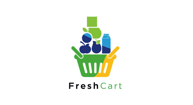 FreshCart Logo Featuring a Shopping Basket Full of Groceries. - Powered by Adobe