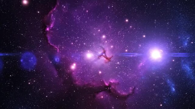 Immerse yourself in the breathtaking beauty of the cosmos with this stunning 4K Animation, showcasing a vibrant purple nebula amidst the infinite depths of space