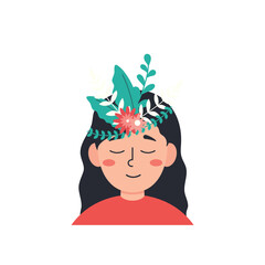 Happy Mind Girl Character with Flower Crown