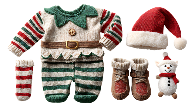 winter gloves and mittens with Santa clause hat isolated on white background  - Powered by Adobe